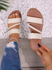 Women's Solid Color Fashion Slippers, Woven Lightweight Flat Sandals, Comfortable Beach Slippers