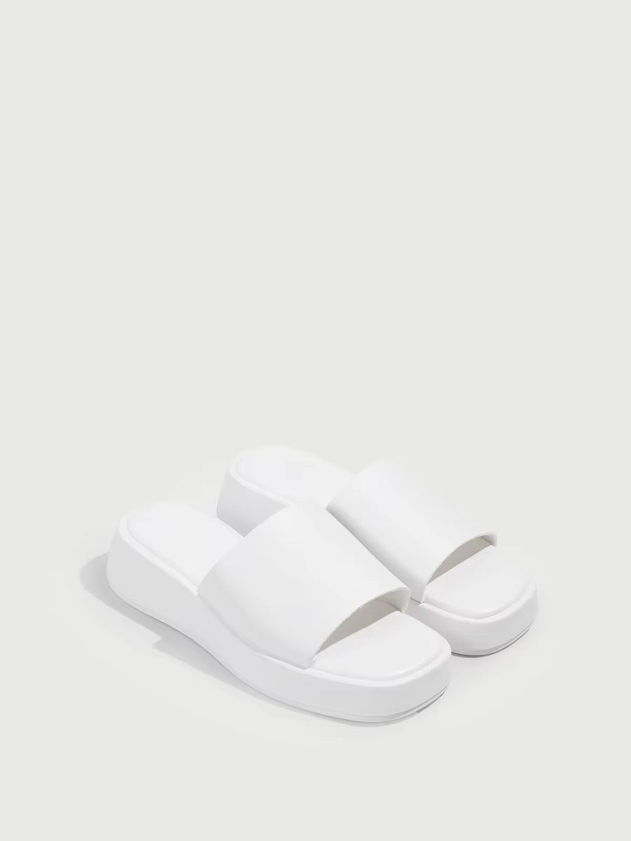 DareSee 2024 New Women Slip-On Slippers Leather Material Slouchy Slip-On Sandals, Wedge Platform,Spring Summer Outfits Back To School